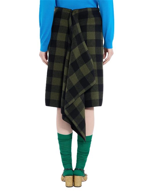Gonna midi in tessuto tartan N°21 | C0523126Q591 QUADRO FONDO VERDE